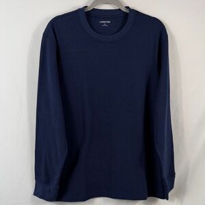 Lands' End Men's Deep Blue Long Sleeve Waffle knit Tee. Size L